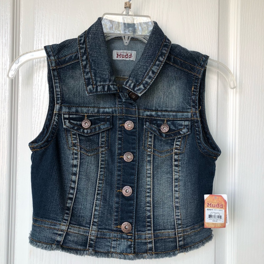 Brand new Mudd dark wash crop core vest!